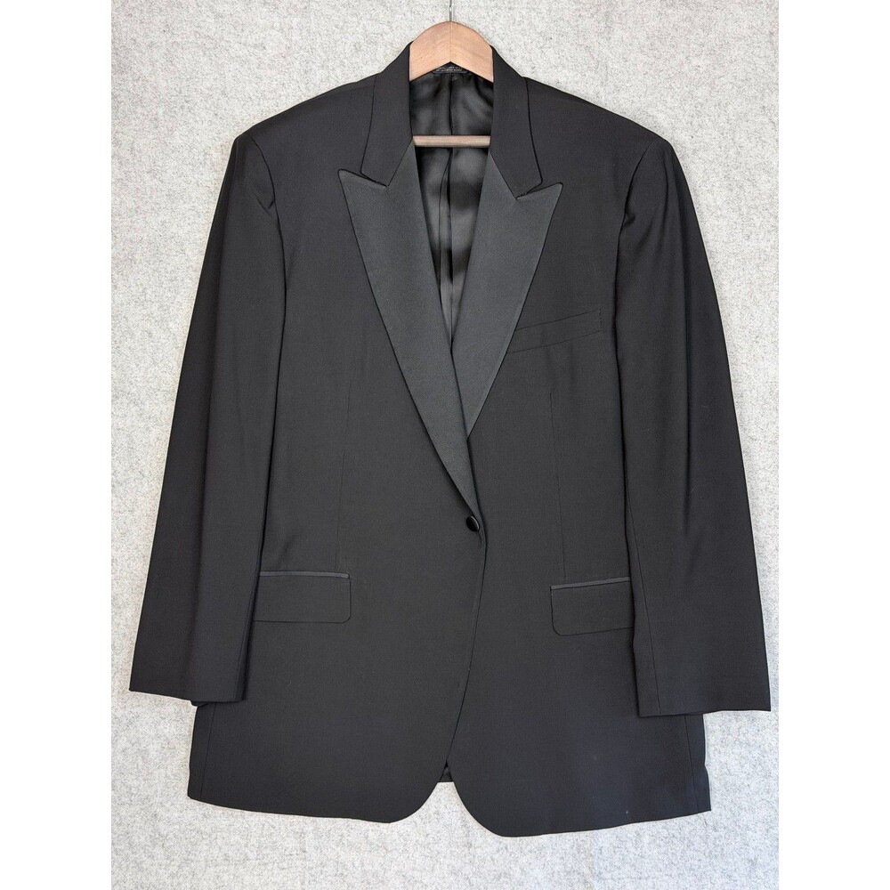 Brooks Brothers Golden Fleece Tuxedo Smoking Jacket 46L Black Wool Peak Lapel